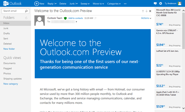 Welcome to the Outlook.com Preview