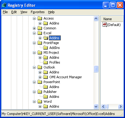Office add-ins in the registry