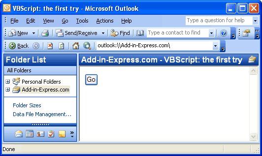 An HTML page shown in Outlook