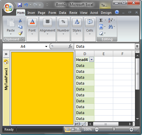 Expanded Excel task pane