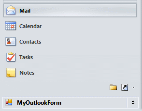Highlighted header of the minimized Outlook region