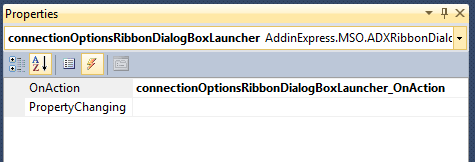 Adding an event handler for the OnAction event of the Dialog Box Launcher control.