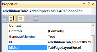 Setting the IdMso property for the tab