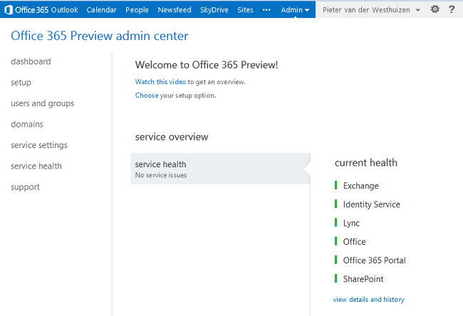 Office 365 admin center