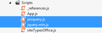 Adding the jeoQuery library to the Scripts folder