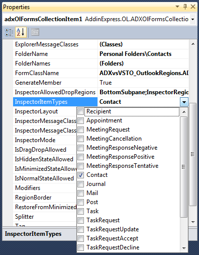 Creating context-sensitive Outlook regions using Add-in Express