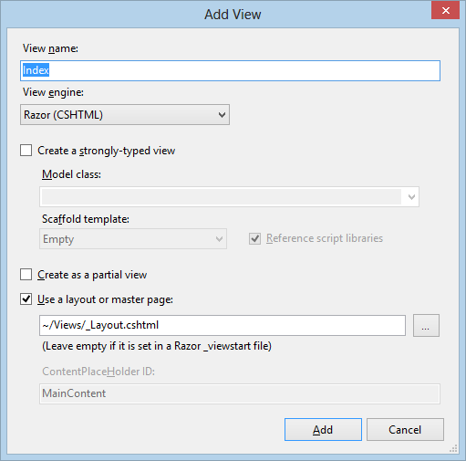 The Add View dialog