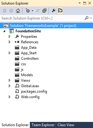 The project layout in Solution Explorer
