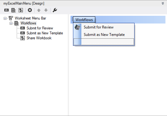 Designing Excel main menu in Visual Studio