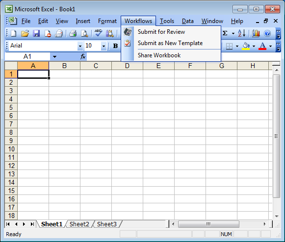 The custom top-level menu in Excel 2003