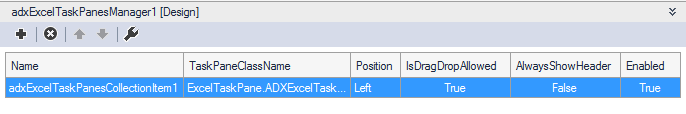 Setting the properties on the advanced Excel task pane