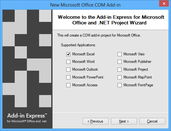 Choose Microsoft Excel from the list of supported applications