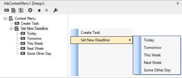 A custom Outlook context menu at design time