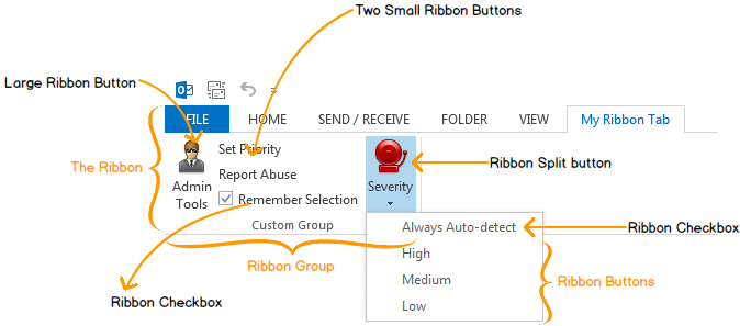 A complex ribbon layout with various controls