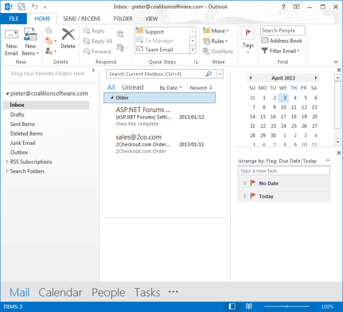 Outlook Explorer window