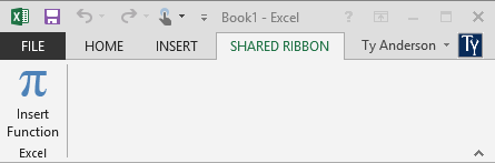 The shared ribbon in Excel 2013