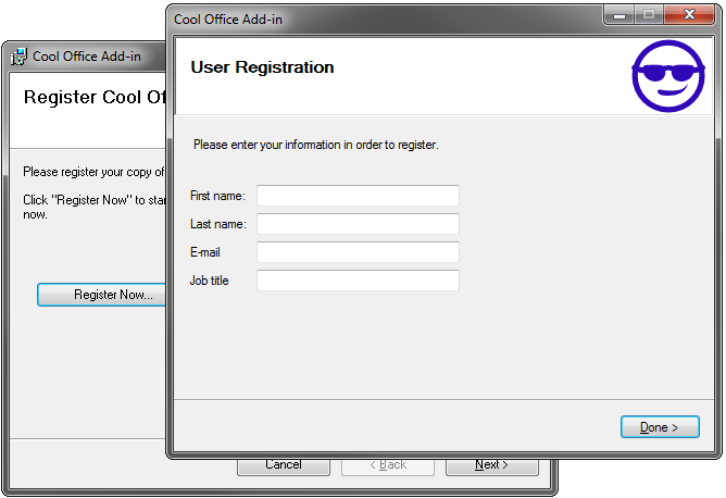 A custom executable to save the registered users' information
