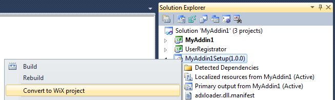 Right-click on your setup project in the Visual Studio Solution Explorer and select Convert to WiX project
