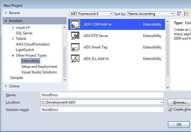 Creating a new Word COM Add-in in Visual Studio