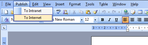 The custom menu bar in Microsoft Word 2003