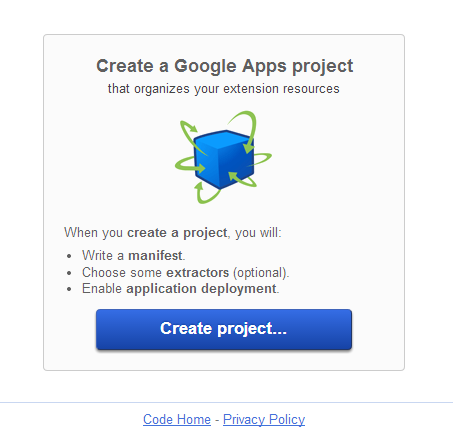 After logging in, create a new project by clicking on the 'Create project...' button.