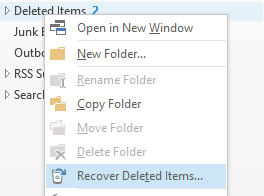 The 'Recover Deleted Items...' option
