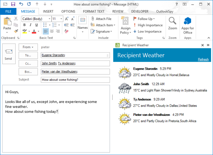 Outlook add-in integrated with Yahoo web-services