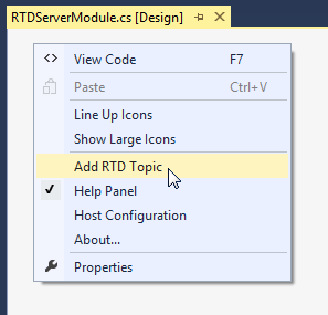 Select Add RTD Topic from the context-menu.