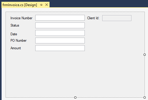 A custom Outlook form containing basic information about the  invoice