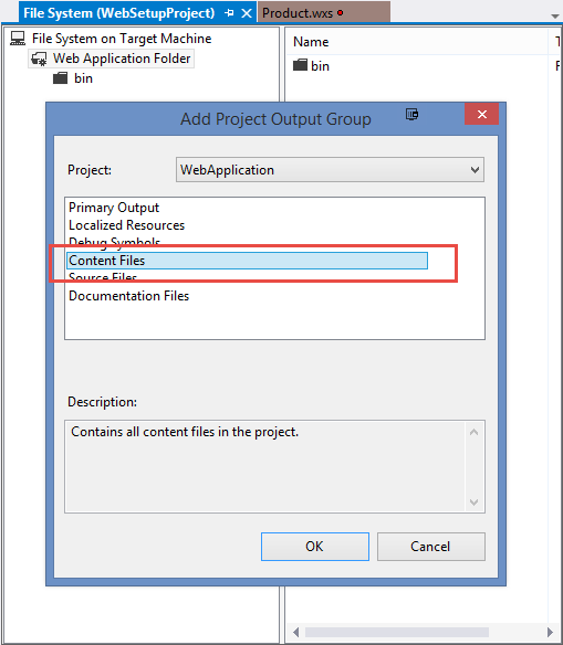 Add the web app's content files to the Web Application Folder.