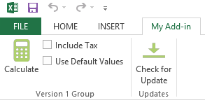 The custom Excel ribbon tab shows up on Excel start