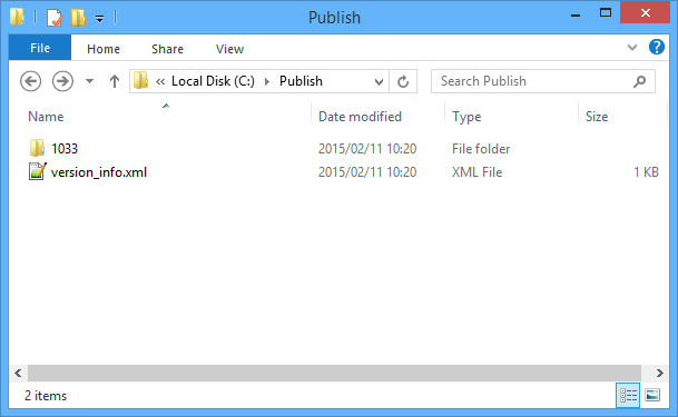 The files/folders contained in the Publish folder