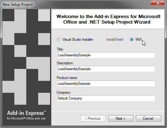 Creating a WiX setup project for the add-in