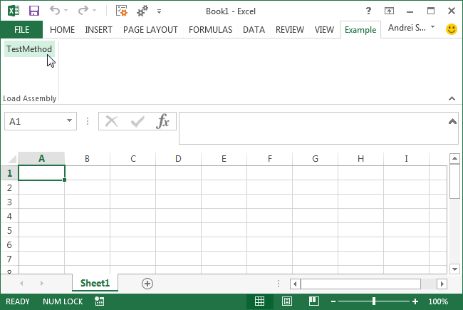 The add-in running in the Excel UI