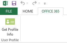An Office 365 Tab in Excel.