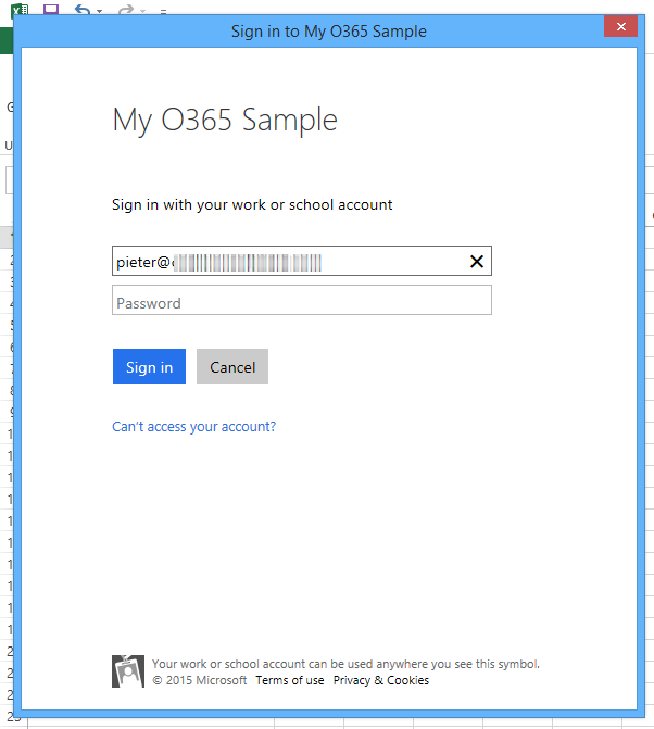 Sign in to your Office 365 application.