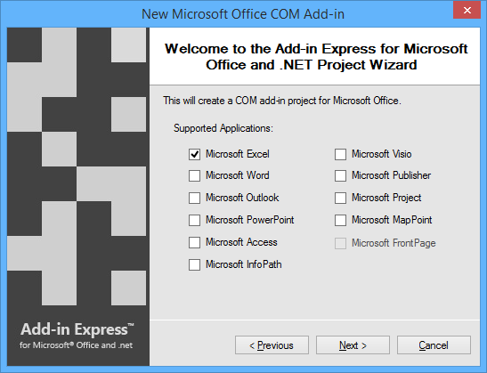 Select Excel as the only supported application.