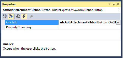 Creating a new event handler for the Add Attachment button's OnClick event
