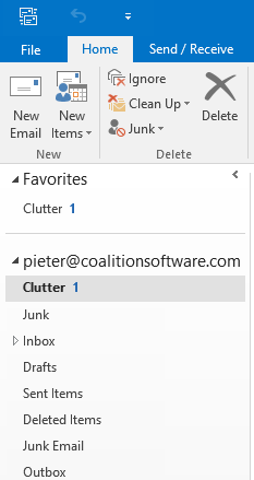 The Clutter folder in Outlook 2016