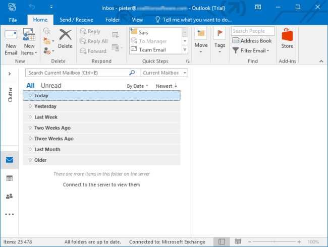 New color scheme of Outlook 2016