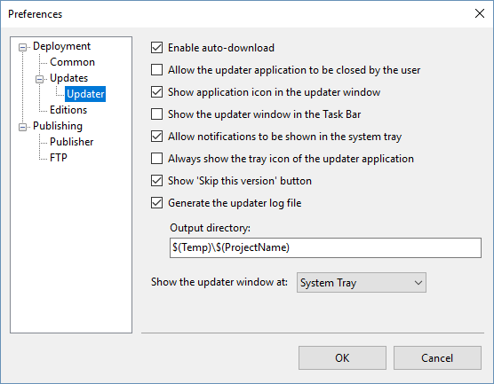 Setting up the updater application