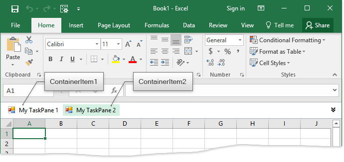 Advanced Excel task panes in the Minimized state