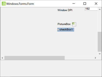 Form handling WM_DPICHANGED is shown on a 200% (192 DPI) monitor after I click the tree node, move the form to 200% display, then back to 100% display and once again to 200% display