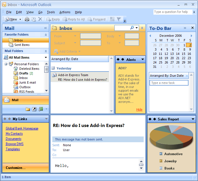 Multiple regions for one Outlook window