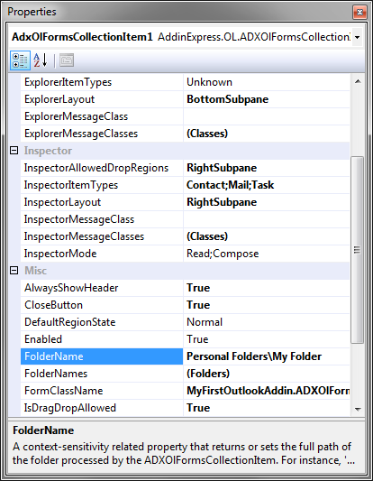 Context sensitivity for Outlook forms