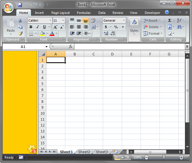 Custom task pane embedded into the left Excel dock