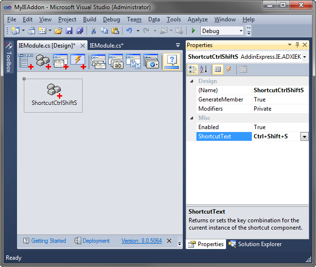 Handling keyboard shortcuts in the IE plug-in solution