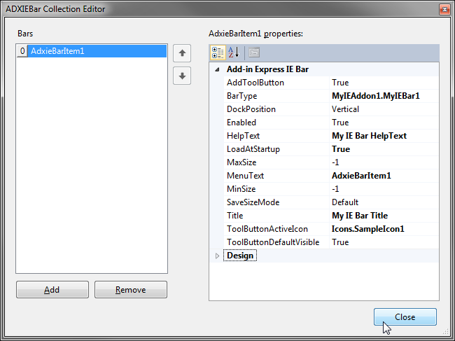 Binding a custom Explorer bar to the IE add-on