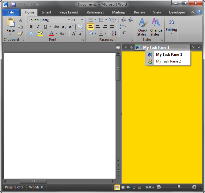 Advanced task panes in Word 2010