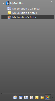 The custom folder structure in Outlook 2010 Navigation pane